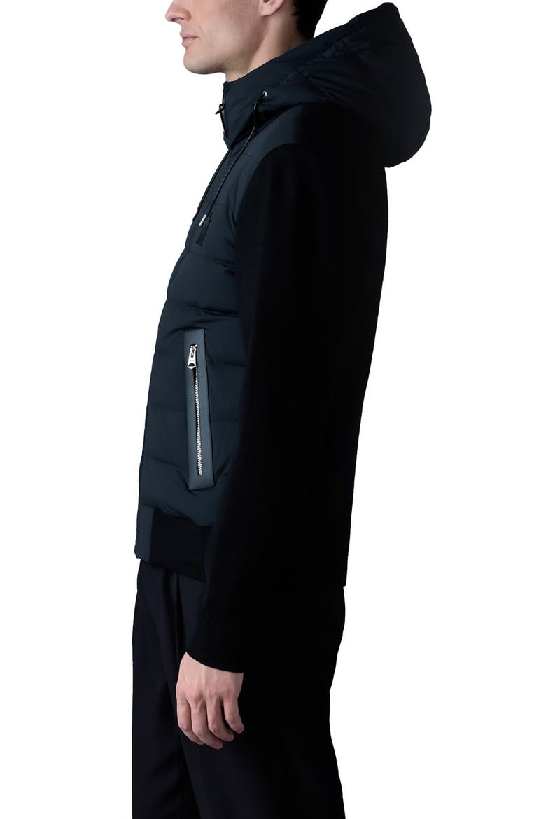 Andrew Quilted Down Stretch Mixed Media Jacket, Alternate, color, BLACK
