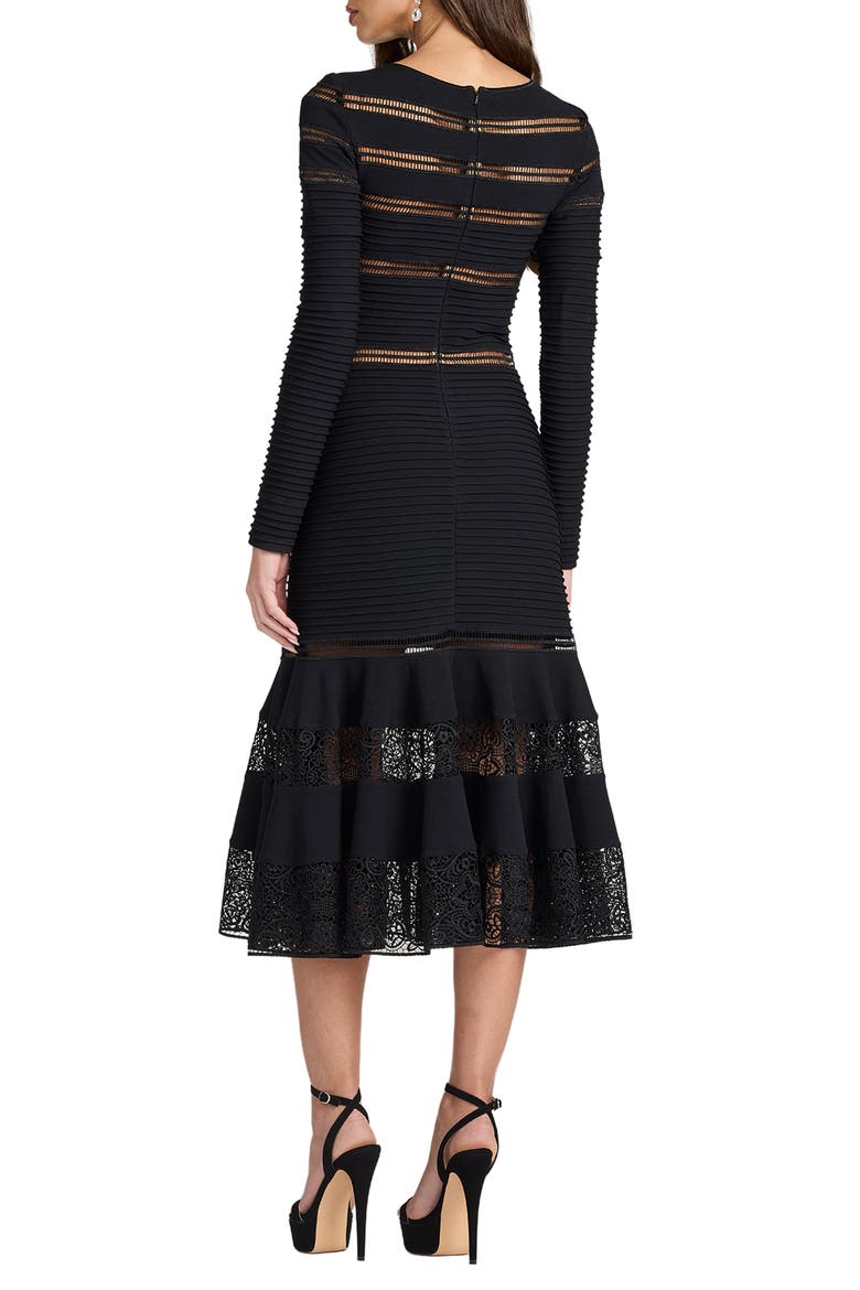 Pintuck Flare Midi Dress, Alternate, color, BLACK