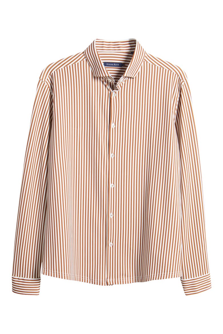 Bengal Stripe Techno Stretch Performance Button-Up Shirt, Alternate, color, DARK ORANGE