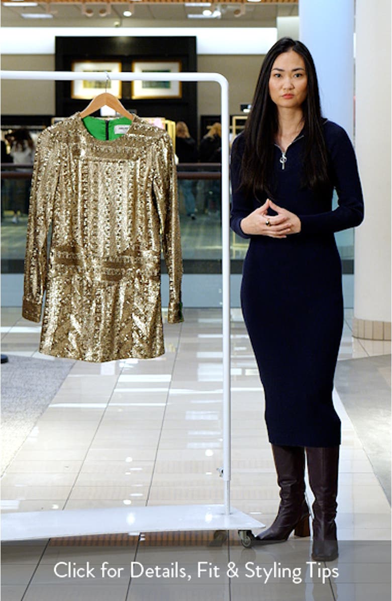 Roysse Sequin Long Sleeve Minidress, sales video thumbnail