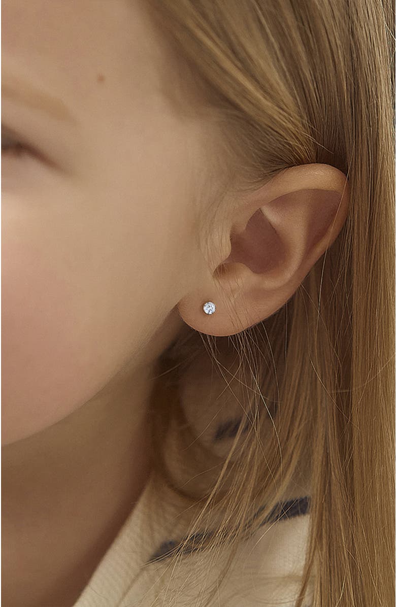 In Season Jewelry 14k Tiny Cubic Zirconia Birthstone Earrings, Alternate, color, April