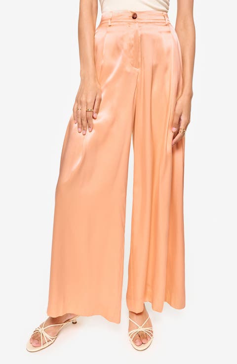 Fabian High Waist Wide Leg Silk Pants