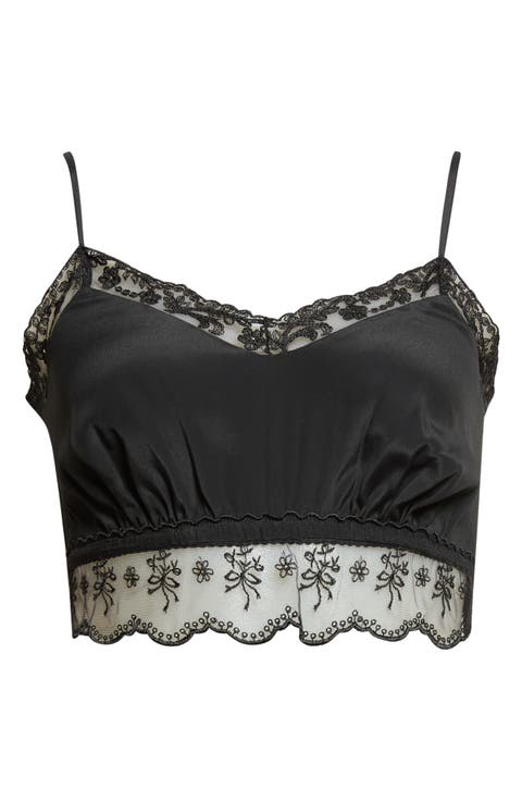 Negligee Lace Trim Crêpe de Chine Bralette