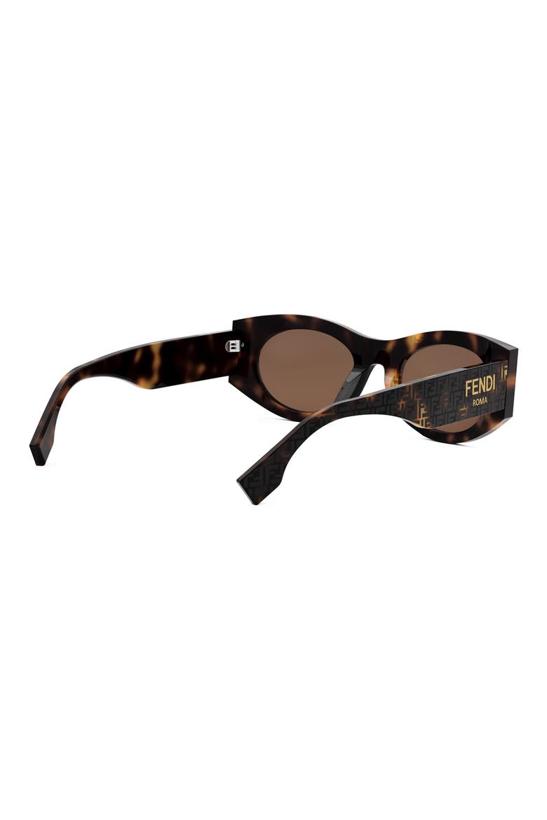 'Fendi Roma 52mm Oval Sunglasses, Alternate, color, HAVANA / BROWN