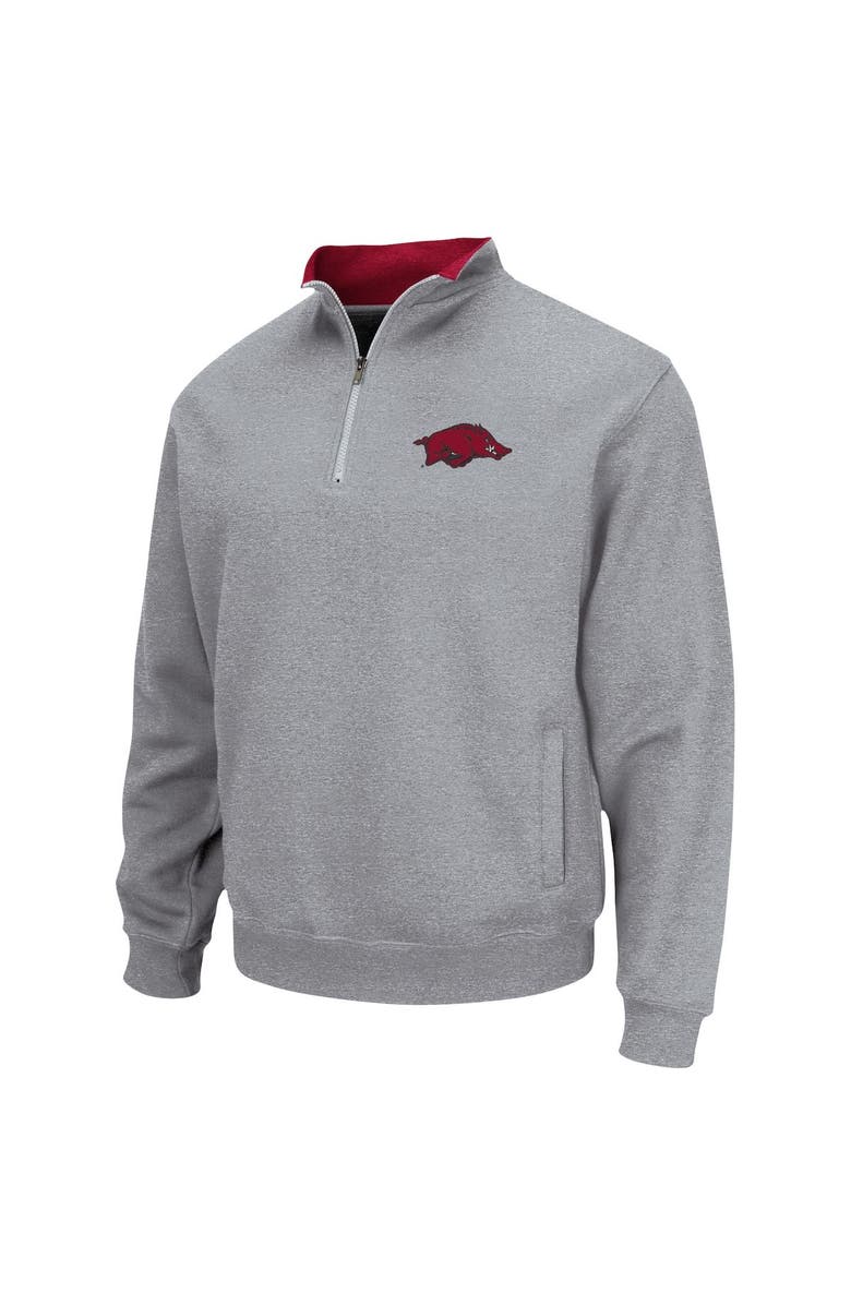 COLOSSEUM Men's Colosseum Heathered Gray Arkansas Razorbacks Tortugas Team Logo Quarter-Zip Jacket, Alternate, color, Heather Gray