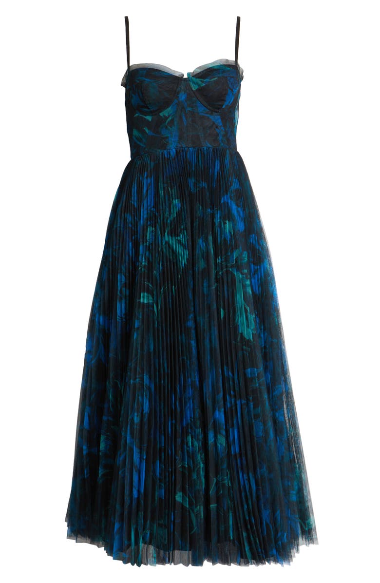 Hutch Corset Pleated Maxi Dress, Alternate, color, Dark Blue Floral