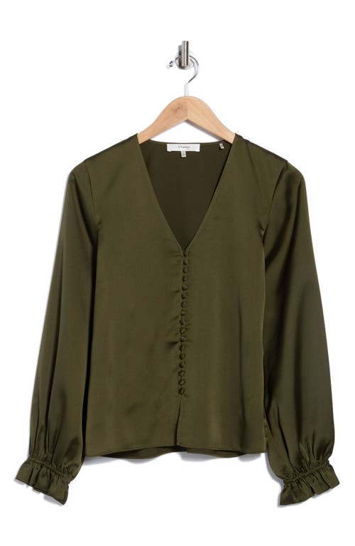 Frame Slim V-neck Blouse In Green