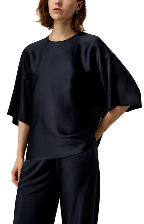 Relaxed Silk Crewneck Blouse