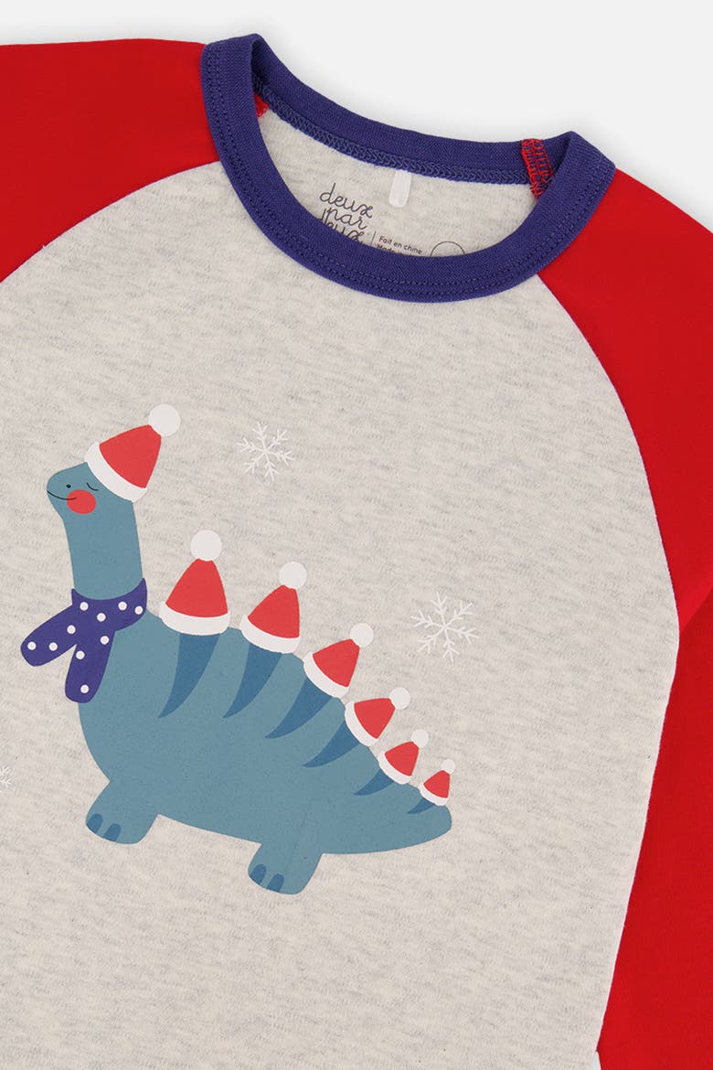 Organic Cotton Dinosaur Top Pants Two Piece Pajama Set, Alternate, color, Blue Dinosaur Print