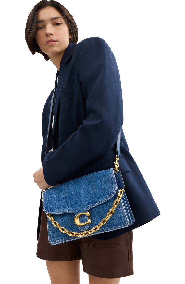 COACH Tabby Washed Denim Chain Shoulder Bag, Alternate, color,