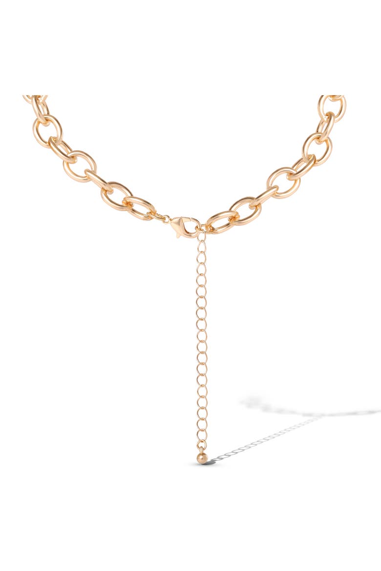 Triple Heart Statement Necklace, Alternate, color, Gold