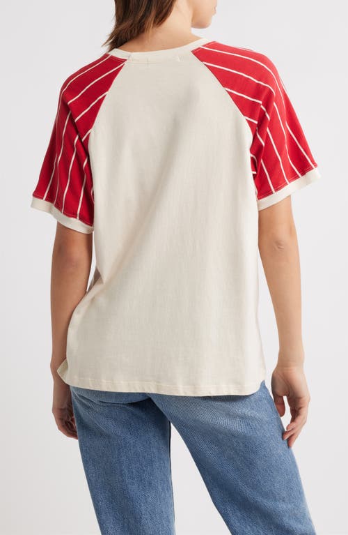 Daydreamer Little Angels Colorblock Cotton Graphic Baseball T-shirt In White