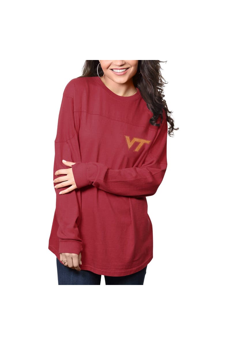 PRESSBOX Women's Pressbox Maroon Virginia Tech Hokies The Big Shirt Oversized Long Sleeve T-Shirt, Alternate, color,