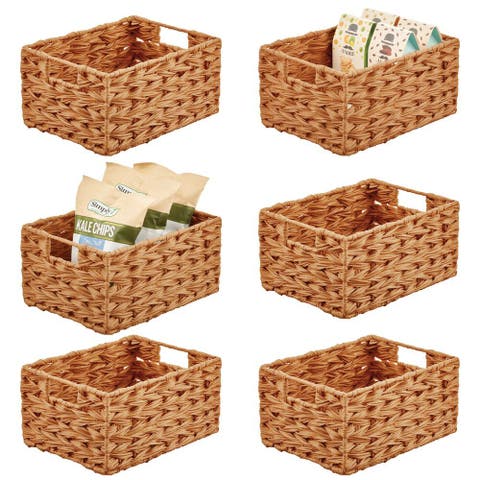 Woven Farmhouse Pantry Food Storage Bin Basket Box, 6 Pack