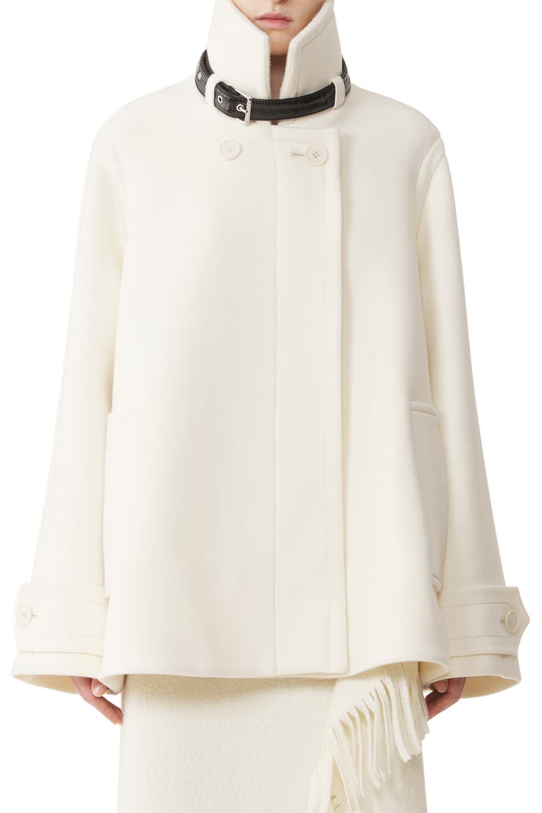 Short Wool Coat With Stand-Up Collar, Main, color, Off White