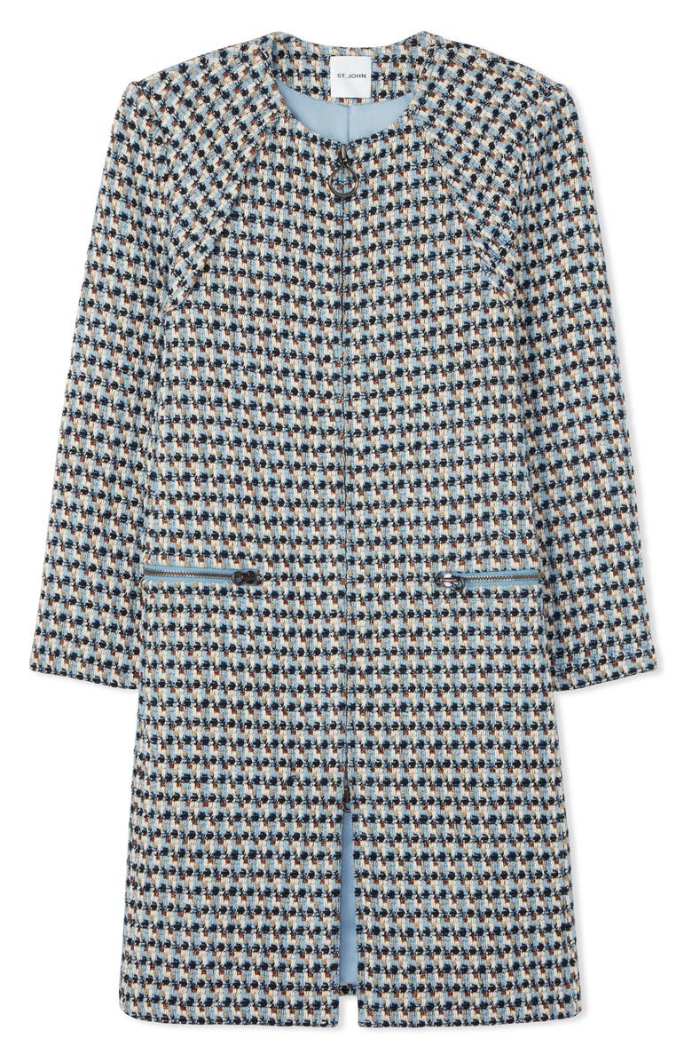 ST. JOHN Metallic Tweed Long Jacket, Alternate, color, 