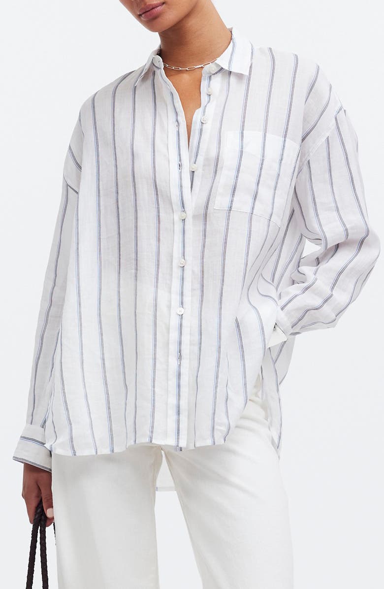 Madewell The Oversized Stripe Button-Up Shirt, Main, color,