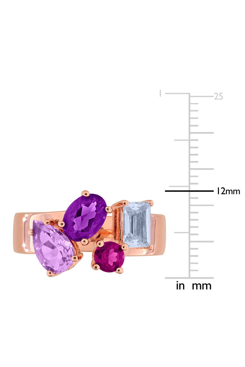 Gemstone Multi-Shape Open Ring Sterling Silver, Alternate, color, Amethyst/Rose-Plated