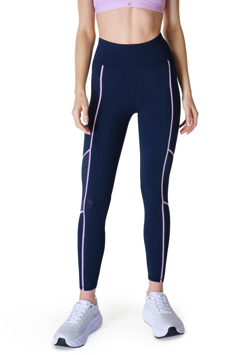 Zero Gravity Statement 7/8 Running Leggings, Main, color, NAVY BLUE/