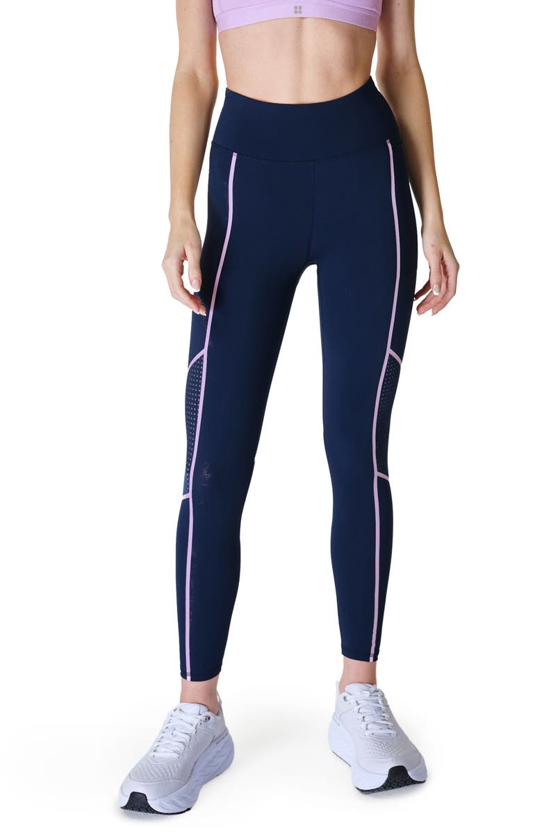 Sweaty Betty Zero Gravity Statement 7/8 Running Leggings, Main, color, Navy Blue/