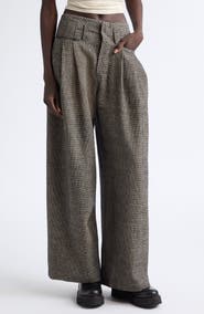 R13 Triple Pleat Linen & Wool Wide Leg Pants