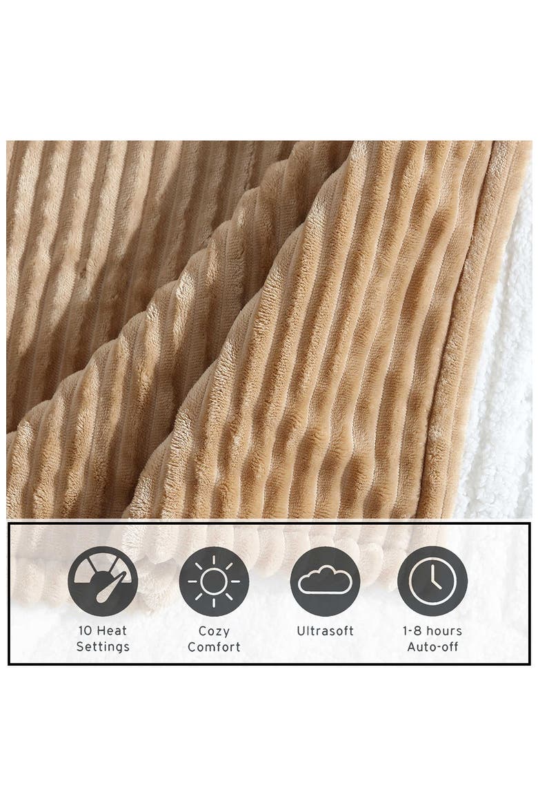Mountain Valley Ribbed Plush Heated Blanket, Alternate, color, MEDIUM / DARK BROWN