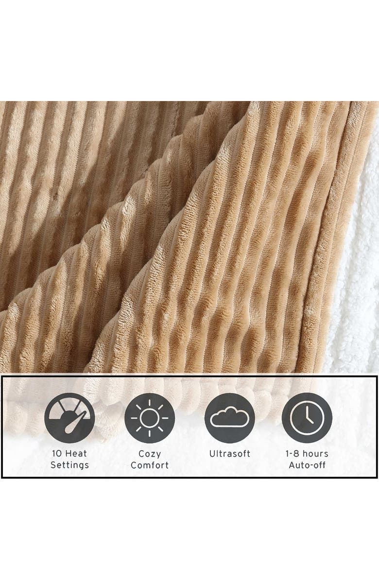 Eddie Bauer Mountain Valley Ribbed Plush Heated Blanket, Alternate, color, Medium / Dark Brown