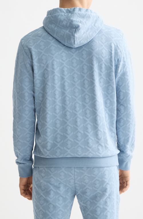 Scotch & Soda Geo Jacquard Terry Hoodie In Blue