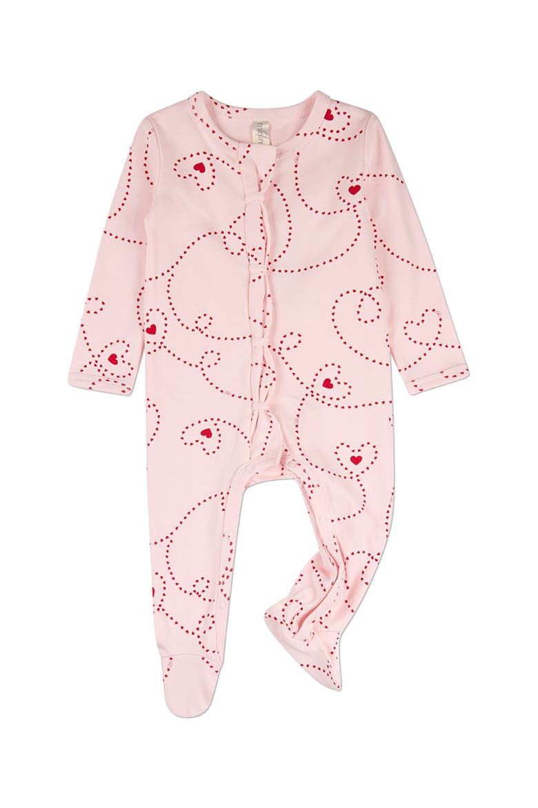 Baby Entangled Hearts Front-Snap Footie, Main, color, Barely Pink