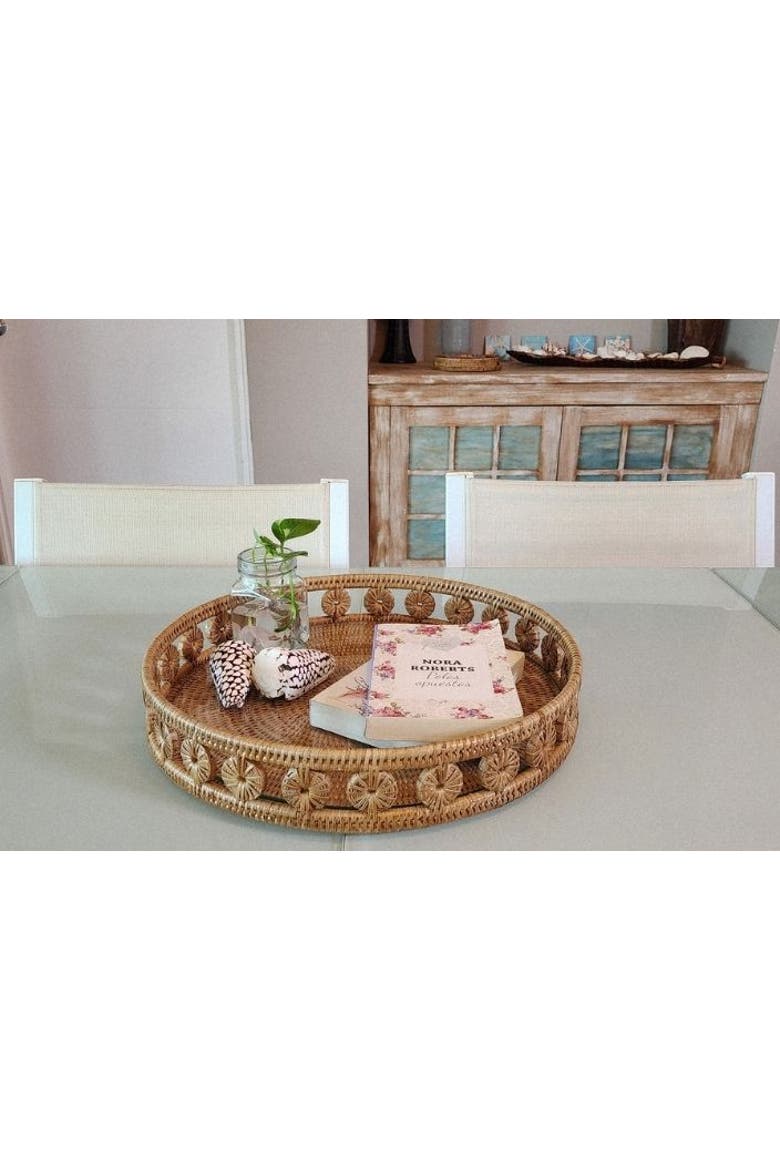 Artifacts Rattan Inna Design Round Tray, Alternate, color, Honey Brown