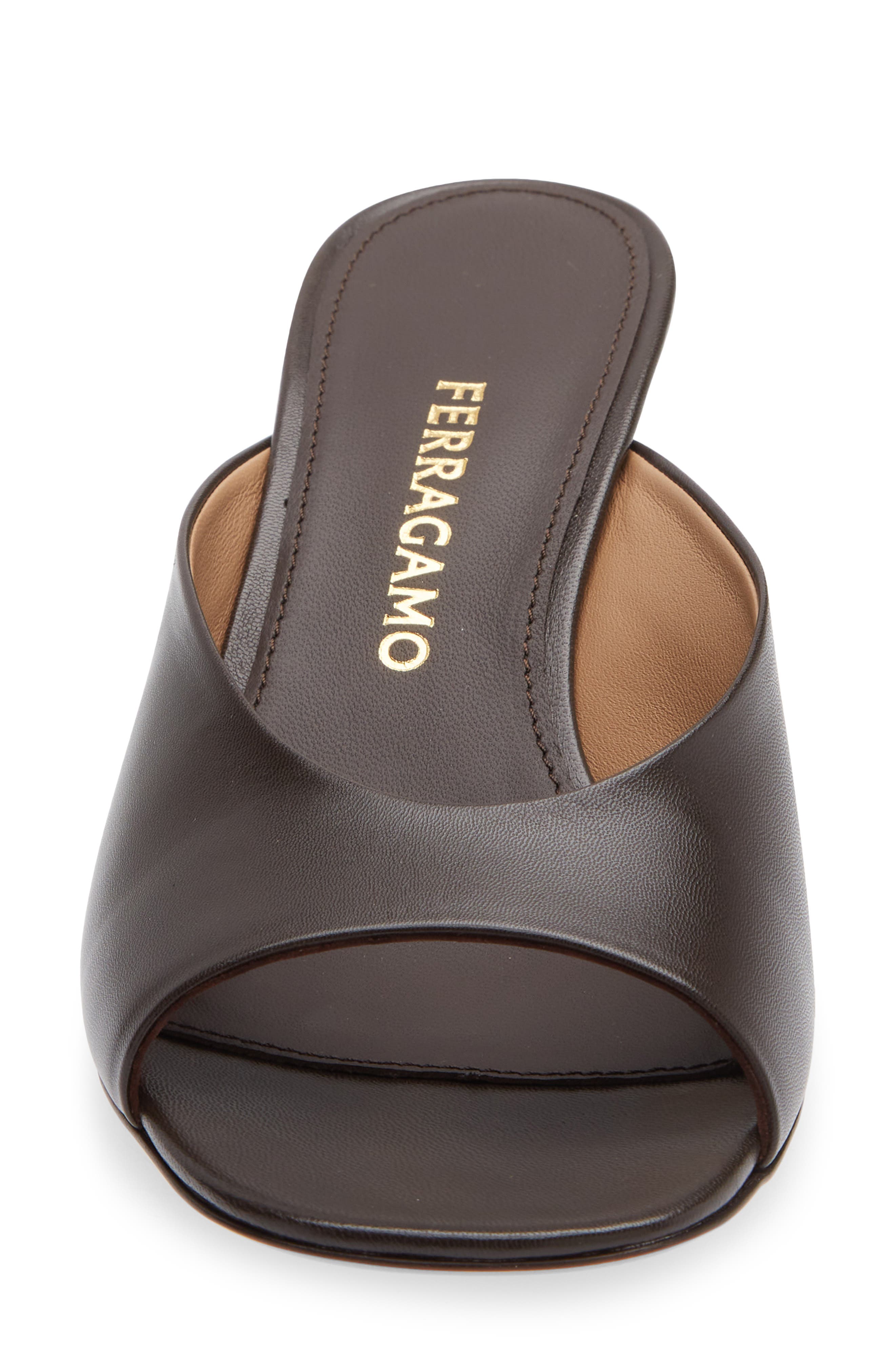 FERRAGAMO Igea S-Shaped Kitten Heel Sandal, Alternate, color, Brown