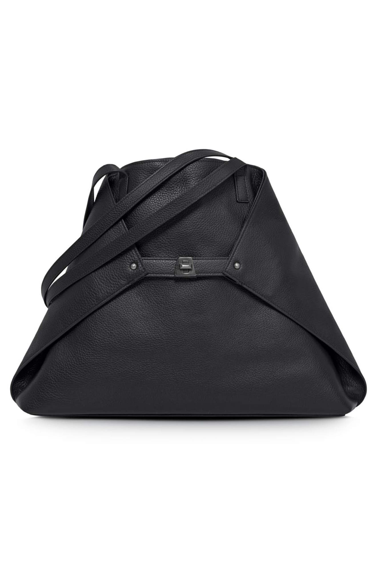 Akris 'Ai Medium Shoulder Tote' Leather Shoulder Tote, Main, color, Black