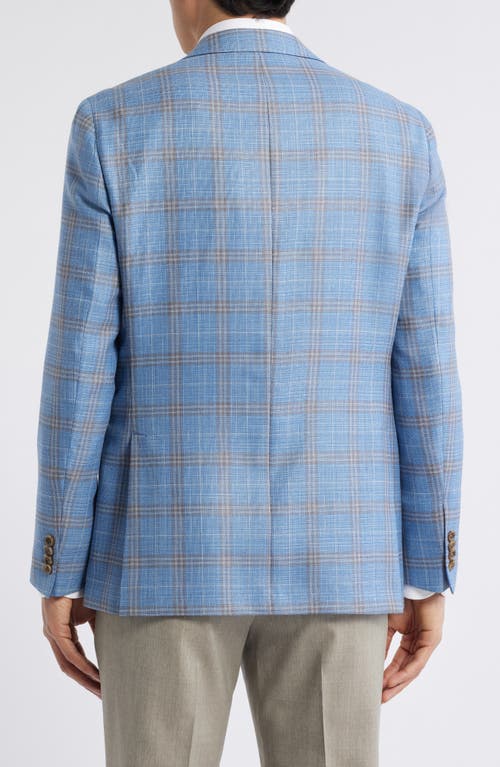 Jack Victor Midland Contemporary Fit Plaid Slub Wool Sport Coat In Light Blue