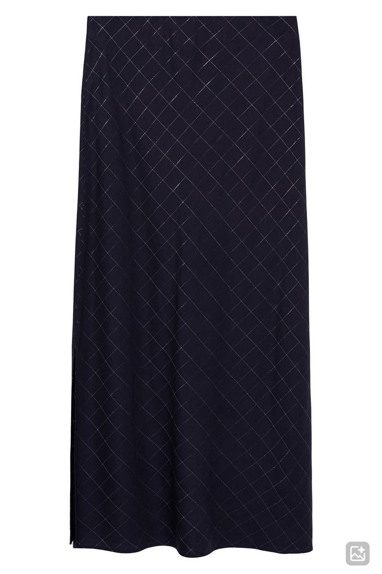 Metallic Plaid Maxi Skirt, Main, color, NAVY