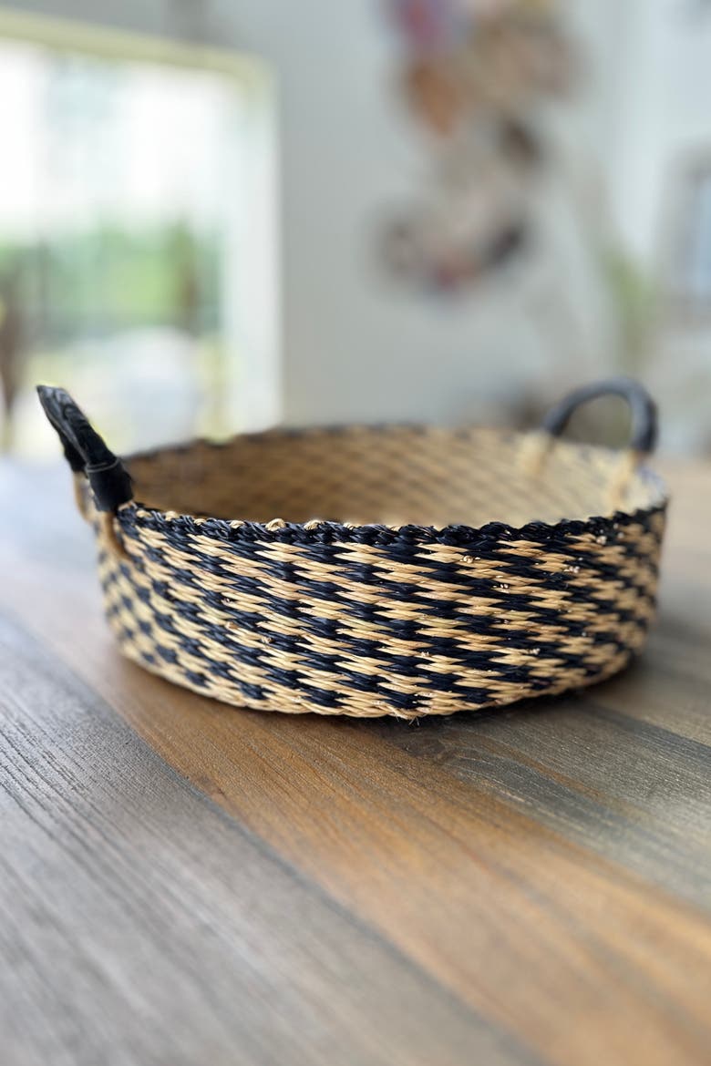 Tray Basket in Natural w/ Black Checks, Alternate, color, Natural w/ Black