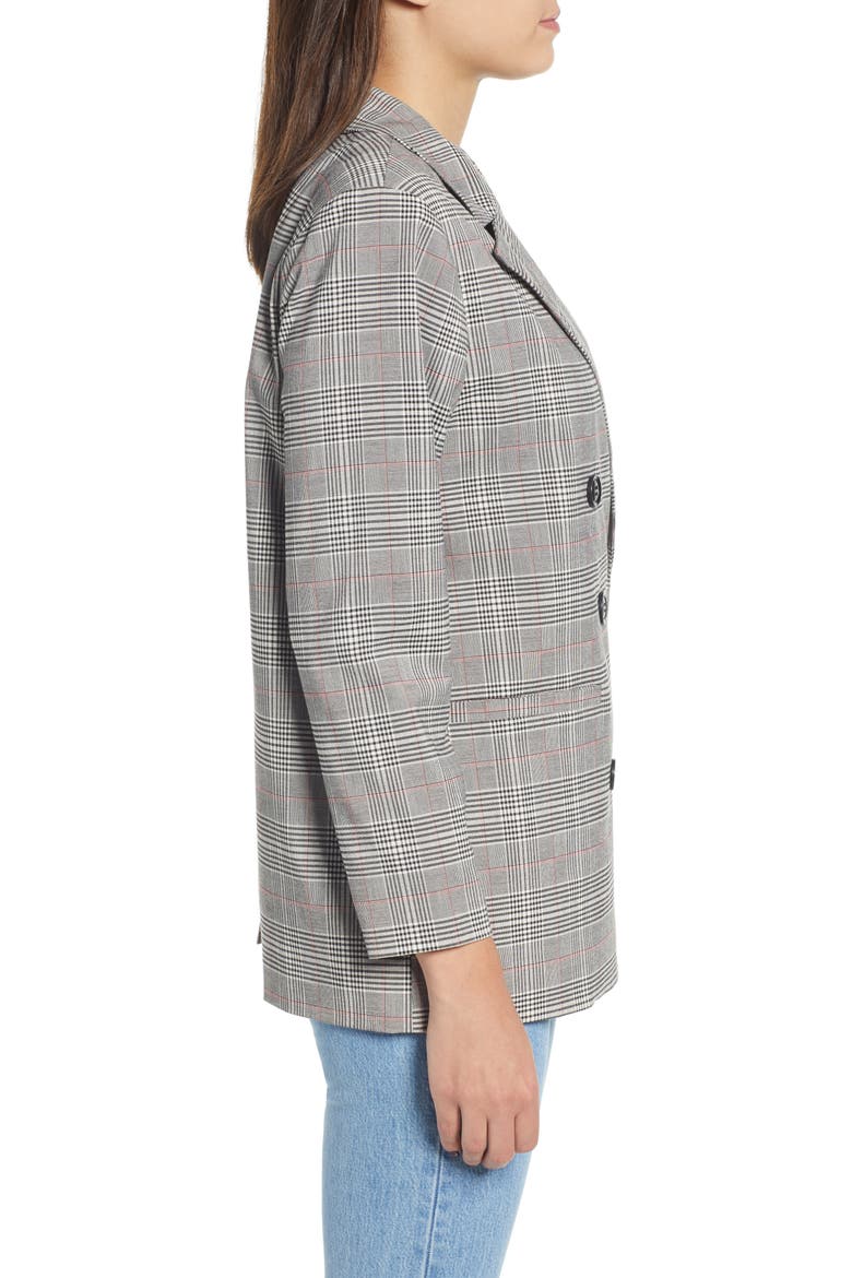 Double Breasted Jacket, Alternate, color, CANDY PINK PLAIDDNU