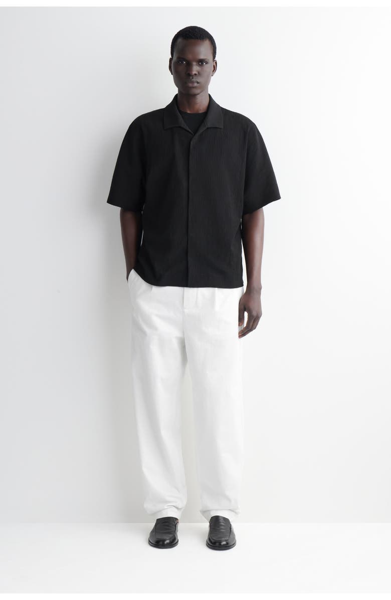 COS Crinkled-cotton Shirt, Alternate, color, Black