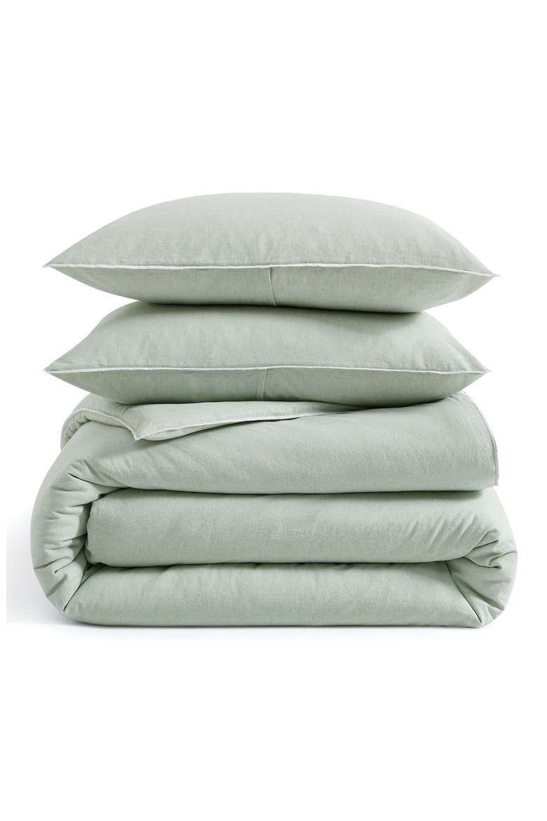Washed Linen & Cotton Duvet Cover & Sham Set, Main, color, SAGE
