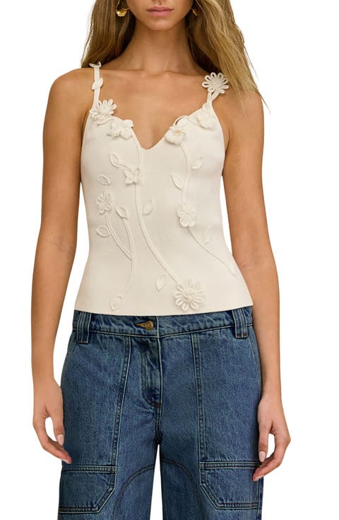 Emiliana Floral Appliqué Knit Camisole