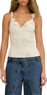 Cult Gaia Emiliana Floral Appliqué Knit Camisole