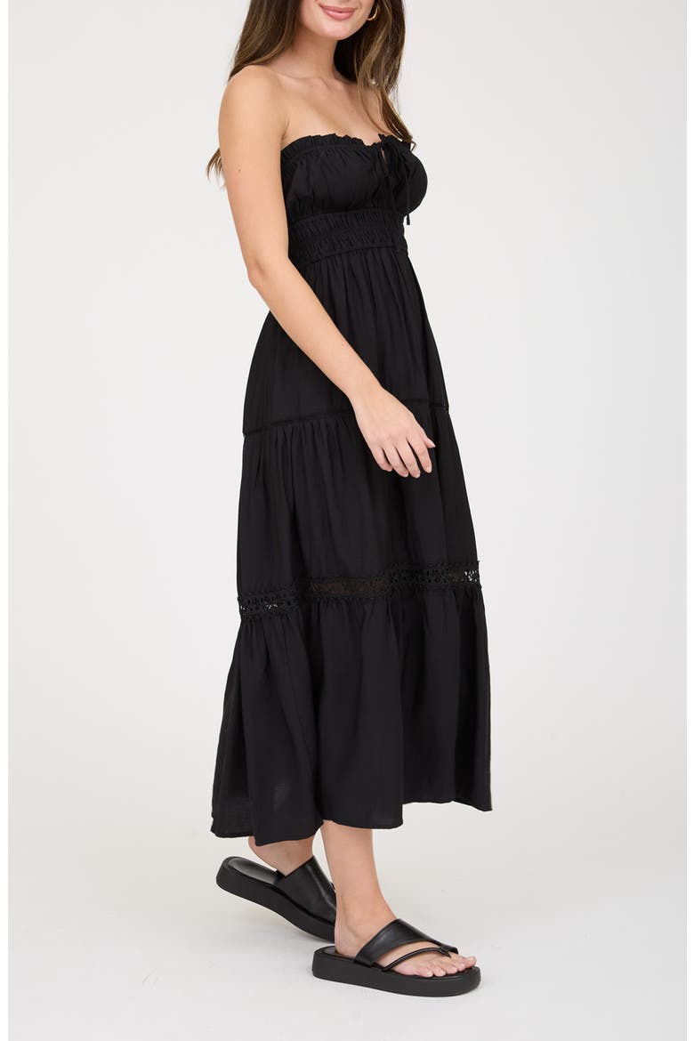 Strapless Midi Dress, Alternate, color, BLACK