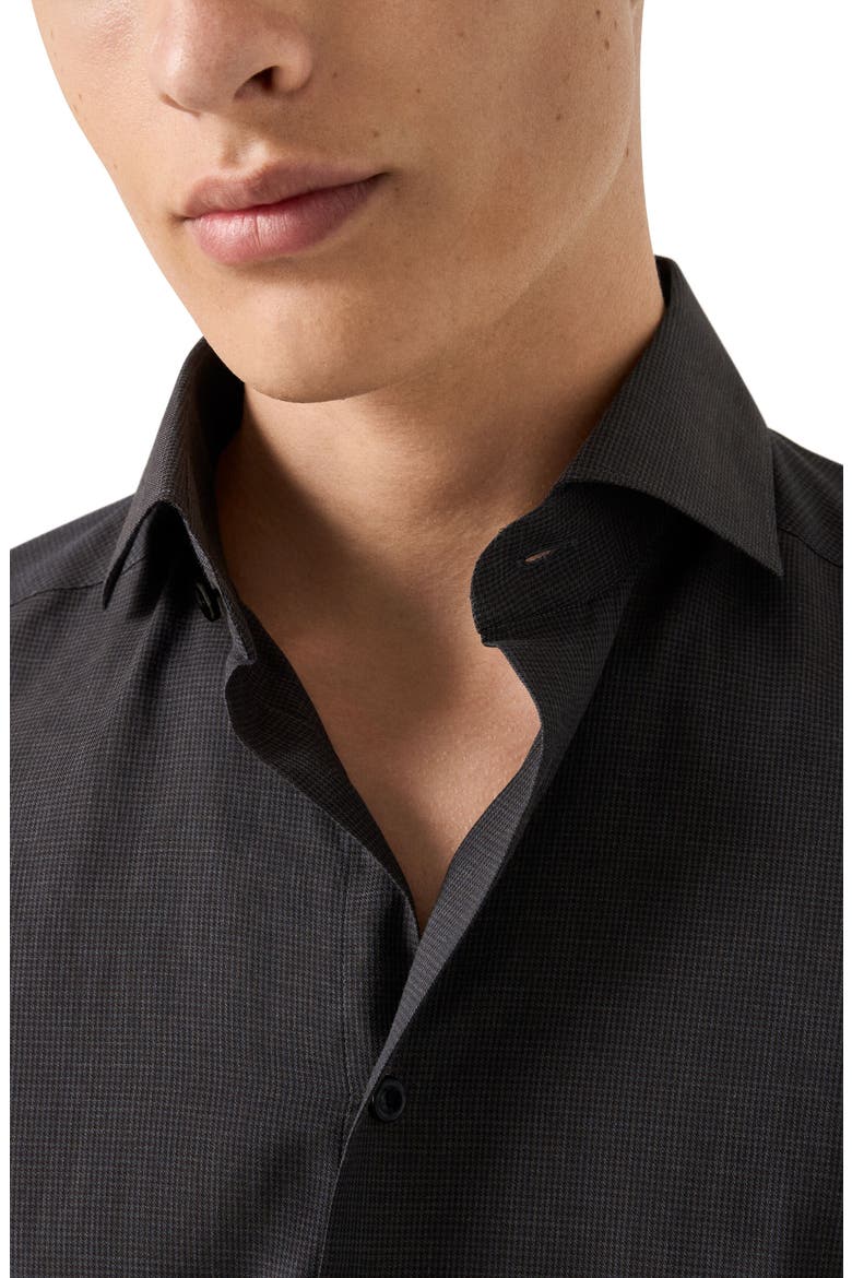 Slim Fit Houndstooth Flannel Dress Shirt, Alternate, color, MEDIUM RED/DARK GREY