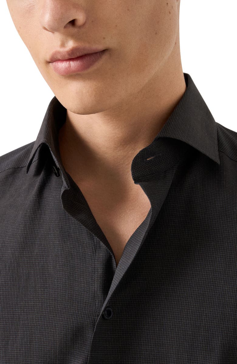 Eton Slim Fit Houndstooth Flannel Dress Shirt, Alternate, color, Medium Red/Dark Grey