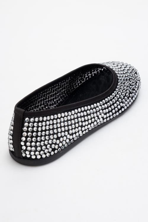 Prologue Shoes Runway Mesh Embellished Ballet Flat In Black