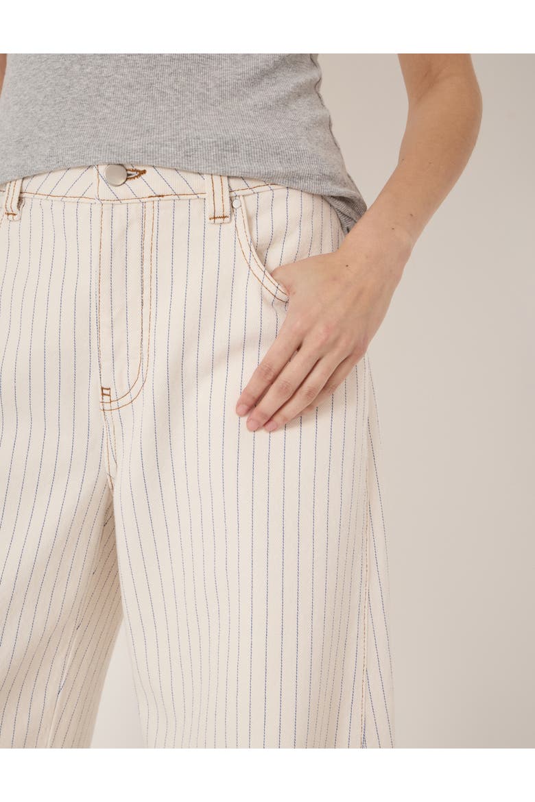 Bree Stripe Horseshoe Barrel Leg Jeans, Alternate, color, White