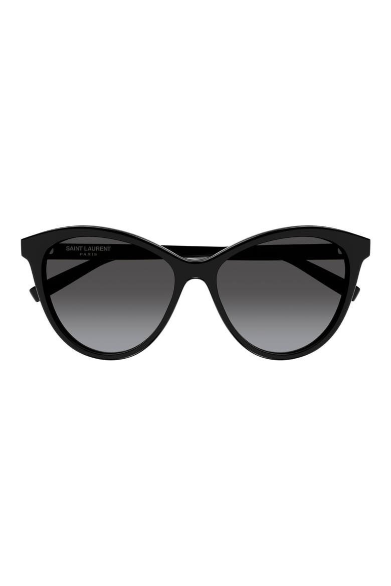 57mm Cat Eye Sunglasses, Main, color, BLACK