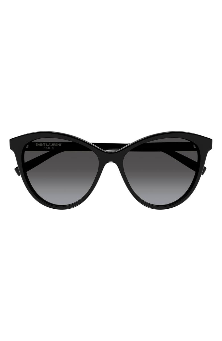 Saint Laurent 57mm Cat Eye Sunglasses, Main, color, Black