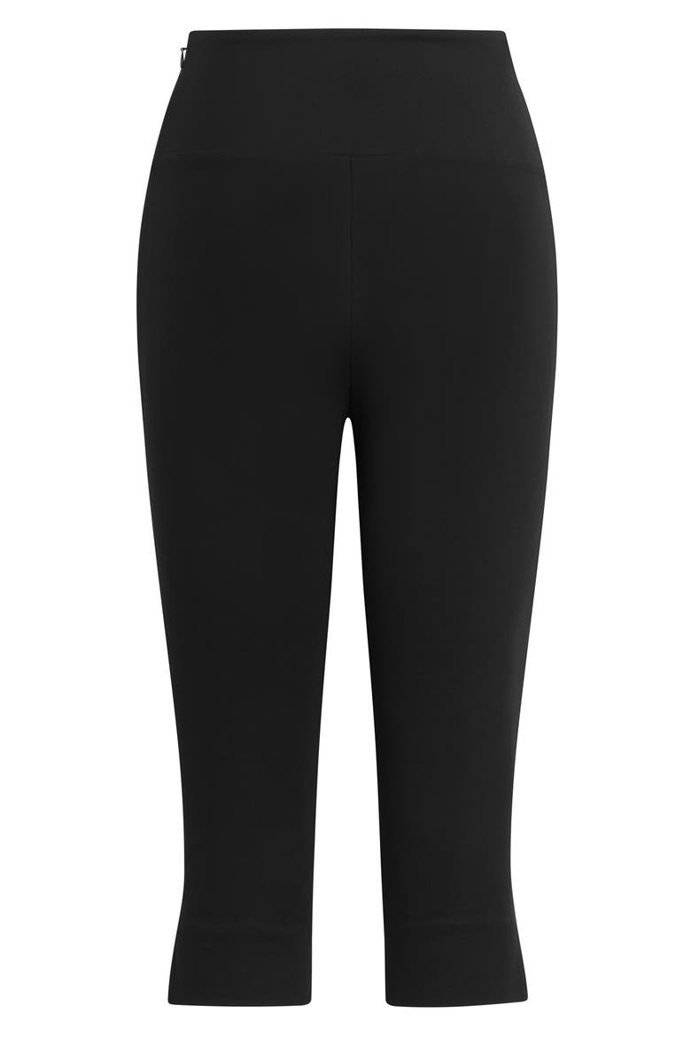 The Carrie Pedal Pusher Slit Hem Capri Pants, Alternate, color, BLACK