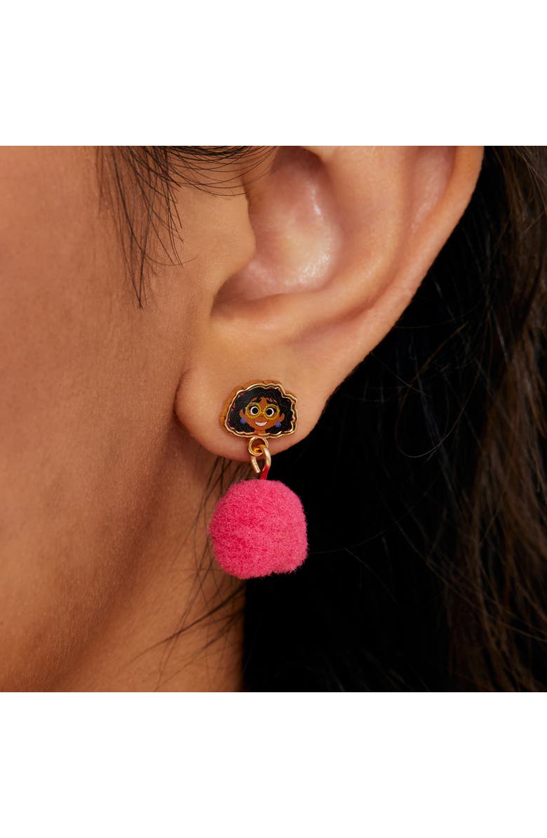Disney Encanto Stud Earrings with Pink Pom Poms, Alternate, color, Pink