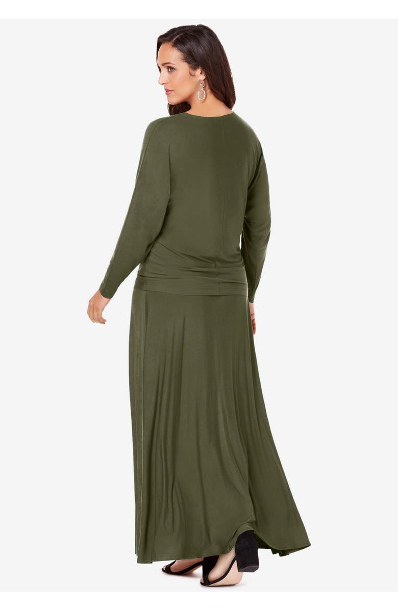 Jessica London 2-Piece Dolman Sleeve Skirt Set, Alternate, color, Dark Berry
